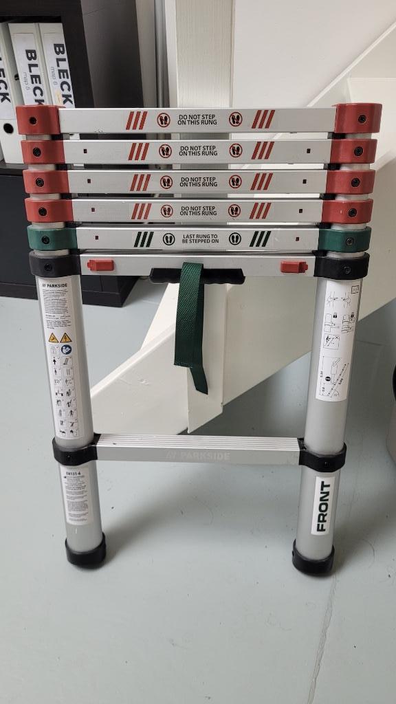 Parkside Telescopische aluminium ladder, Doe-het-zelf en Verbouw, Ladders en Trappen, Zo goed als nieuw, Ladder, 2 tot 4 meter