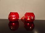 2 glazen waxinelicht houders Polspotten, Huis en Inrichting, Overige materialen, Gebruikt, Polspotten, Onbekend