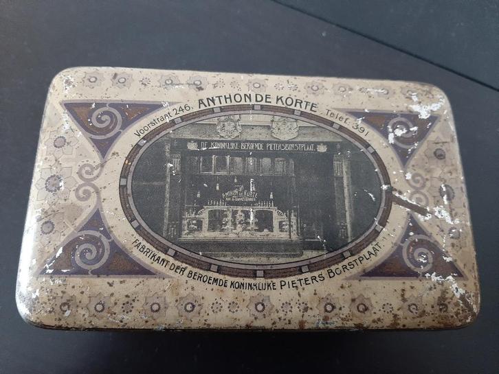 oud blik Anthon De Korte Dordrecht, Verzamelen, Blikken, Gebruikt, Overige, Overige merken, Ophalen of Verzenden