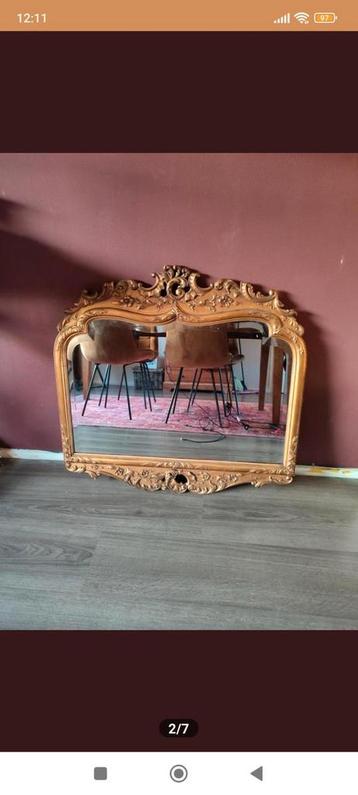Goud/koperen kuifspiegel/spiegel antiek meubel 84x74 beschikbaar voor biedingen