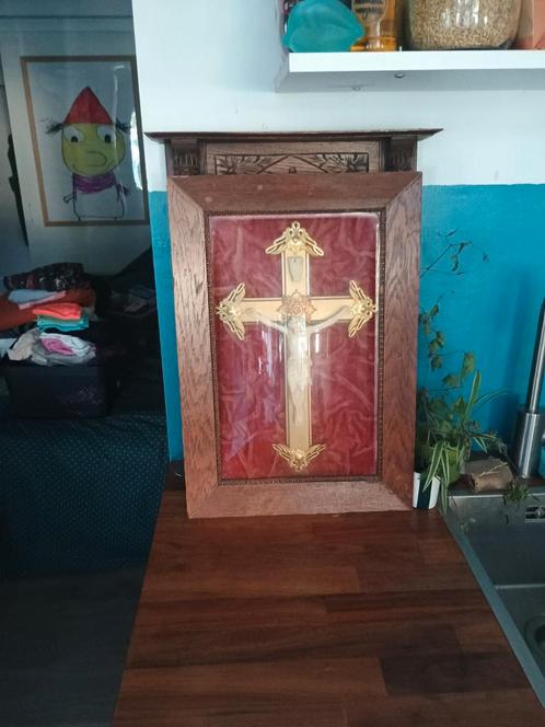 Antiek Kruisbeeld in Lijst, Antiek en Kunst, Antiek | Religie, Ophalen