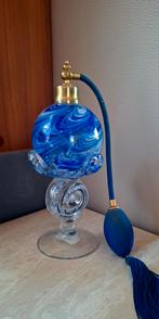 Antieke kristallen parfumverstuiver blauw, Antiek en Kunst, Antiek | Glas en Kristal, Ophalen of Verzenden