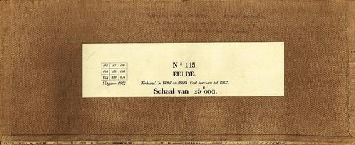 Topografische kaart - Eelde No 115 - Uitgave 1913, Boeken, Atlassen en Landkaarten, Zo goed als nieuw, Landkaart, Nederland, 1800 tot 2000