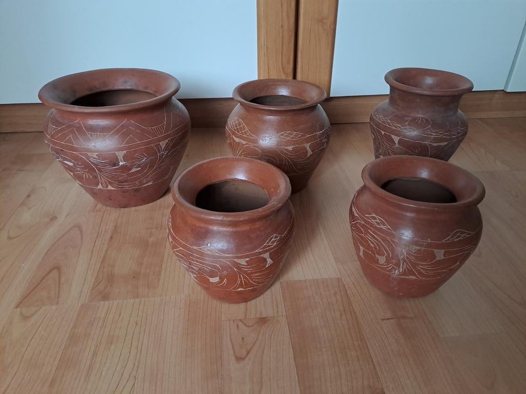 Mexicaanse aardewerk potten/vazen, Ophalen, Gebruikt, Overige kleuren, Aardewerk of Porselein