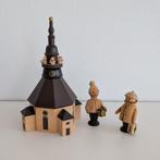 Houten kerkje en figuurtjes. Kerk Seiffen Erzgebirge, Diversen, Kerst, Ophalen of Verzenden, Zo goed als nieuw