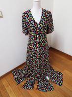 D78 BERND BERGER lange jurk zwart blauw roze M 38/40, Maat 38/40 (M), Bernd Berger, Zwart, Ophalen of Verzenden
