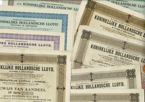 Koninklijke Hollandsche LLoyd - 1908 - 1932 - Aandelen - 11x, Verzamelen, Scheepvaart, Gebruikt, Overige typen, Motorboot, Verzenden