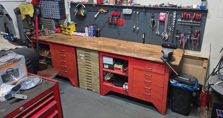 Set van twee werkbanken en tussenkast ladekast, Doe-het-zelf en Verbouw, Werkbanken, Ophalen