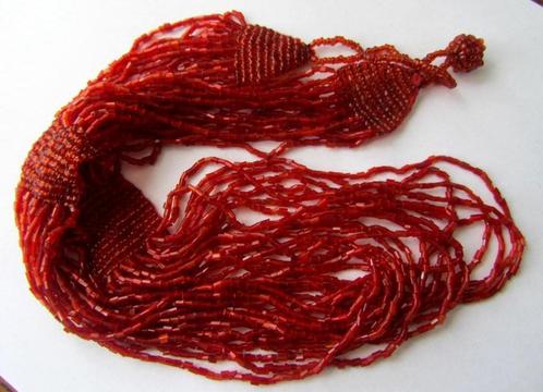 Vintage Tsjechische glas kraal gehaakte Rocailles ketting, Sieraden, Tassen en Uiterlijk, Kettingen, Zo goed als nieuw, Verzenden