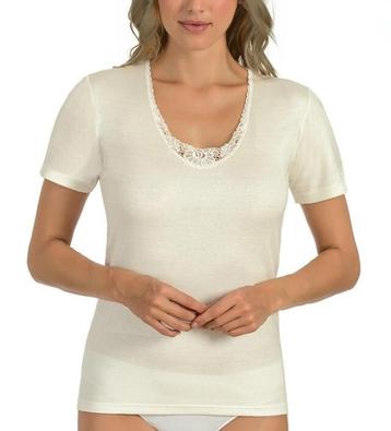 Entex dames onderblouse 10% wol korte mouw met kant mt M beschikbaar voor biedingen