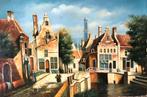 Gezicht op oud Delft olieverf, Antiek en Kunst, Ophalen of Verzenden