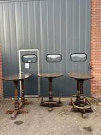 Antieke Café Tafels - Set van 3 Houten eikentafels, Ophalen