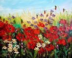 " Flowers in the Meadow "Prachtig Olieverfschilderij, Ophalen of Verzenden