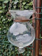 Vintage glazen hang bloempot druppel vorm 17 cm doorsnede, Ophalen, Rond, Overige materialen, Minder dan 25 cm