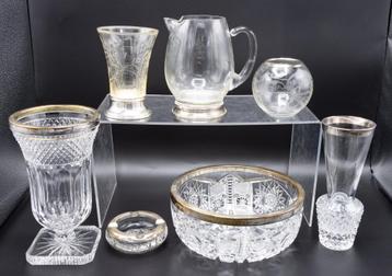 Antiek kristal alle met zilver 7 stuk zeldzaam beschikbaar voor biedingen