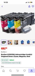 Inktpatronen Brother LC521VAL geel zwart magenta blauw, Computers en Software, Printerbenodigdheden, Ophalen, Nieuw, Brother