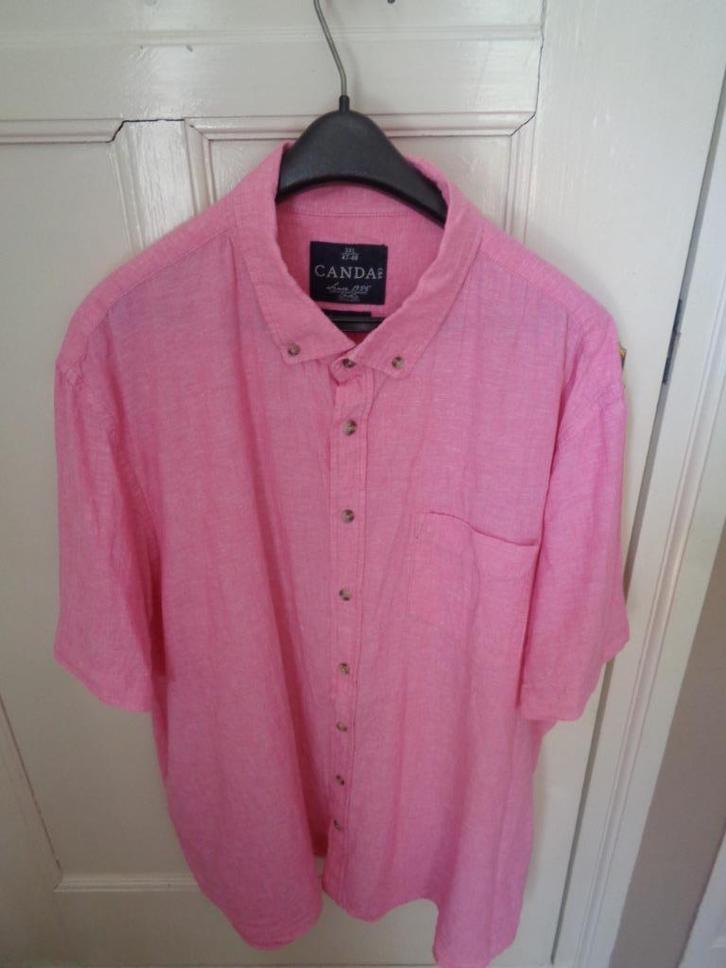 CANDA linnen/katoenen overhemd: 3XL, Kleding | Heren, Grote Maten, Zo goed als nieuw, Overhemd, Roze, Ophalen of Verzenden