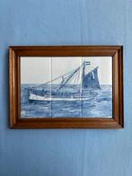 Delfts blauw tegeltableau met vissersboot, Antiek en Kunst, Kunst | Schilderijen | Klassiek, Ophalen of Verzenden