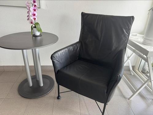 Montis Charly zwart leren design fauteuil., Huis en Inrichting, Fauteuils, Gebruikt, Leer, 50 tot 75 cm, Ophalen