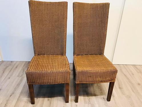 2 rotan eetkamer stoelen, Huis en Inrichting, Stoelen, Gebruikt, Twee, Hout, Riet of Rotan, Bruin, Ophalen