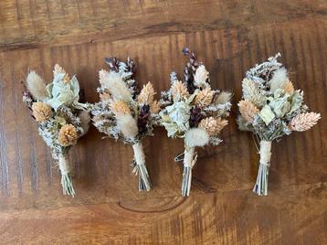 Bruiloft corsages van droogbloemen - 4 stuks 14cm beschikbaar voor biedingen