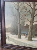 Olieverf boerin veegt sneeuw winter Chris Koelemeyer, Antiek en Kunst, Kunst | Schilderijen | Klassiek, Ophalen
