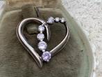 PRACHTIGE 925 ZILVER HART HANGER MET GESLEPEN EDELSTENEN, Sieraden, Tassen en Uiterlijk, Antieke sieraden, Verzenden, Zilver, Hanger