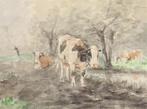 Fedor van Kregten (1871-1937), landschap met koeien, aquarel, Antiek en Kunst, Kunst | Schilderijen | Klassiek, Ophalen of Verzenden