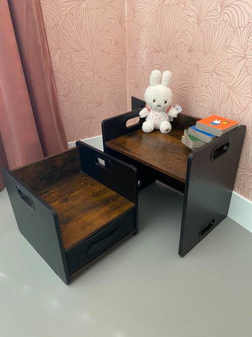 Montessori Tafel & Stoel Set voor Peuters – Bruin/Zwart, Kinderen en Baby's, Kinderkamer | Overige Meubels, Zo goed als nieuw