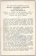 Mathieu Donjacour 1905 Veghel + 1964 Veghel, 59 jr, Verzamelen, Bidprentjes en Rouwkaarten, Verzenden, Bidprentje
