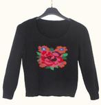 Trui Gebreid Maat S Handwerk Met ingebreid bloemmotief, Handwerk Gebreid, Zwart, Ophalen of Verzenden, Zo goed als nieuw