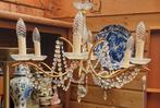 Vintage Kroonluchter Kristal Goud - 6 Armen, Ophalen of Verzenden, Gebruikt, Metaal, Vintage