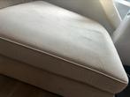 Hocker/ poef - Taupe velours 100x100, Huis en Inrichting, Ophalen, Gebruikt, Vierkant, 75 tot 100 cm