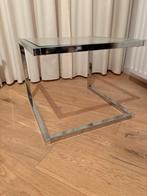 Minimalistisch bijzettafeltje – 505040 cm, chroom & glas, Huis en Inrichting, Tafels | Bijzettafels, Minder dan 55 cm, Rechthoekig