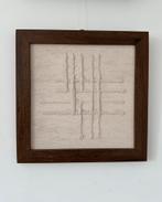 Reliëf kunstwerk beige Lines 30x30 incl lijst, Antiek en Kunst, Kunst | Schilderijen | Abstract, Ophalen of Verzenden