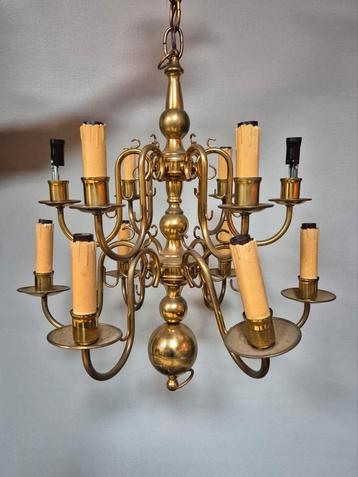 Vintage 12 armige gouden kroonluchter / kandelaar.  beschikbaar voor biedingen