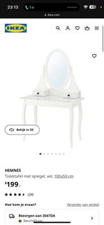 Ikea HEMNES Toilettafel met spiegel, wit, 100x50 cm ZGAN, Minder dan 100 cm, Zo goed als nieuw, Hout, Ophalen