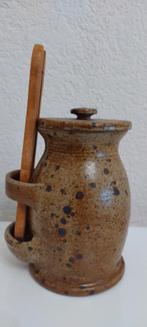 Antiek France Augurken/ tafelzuur pot met houten tang, Verzenden