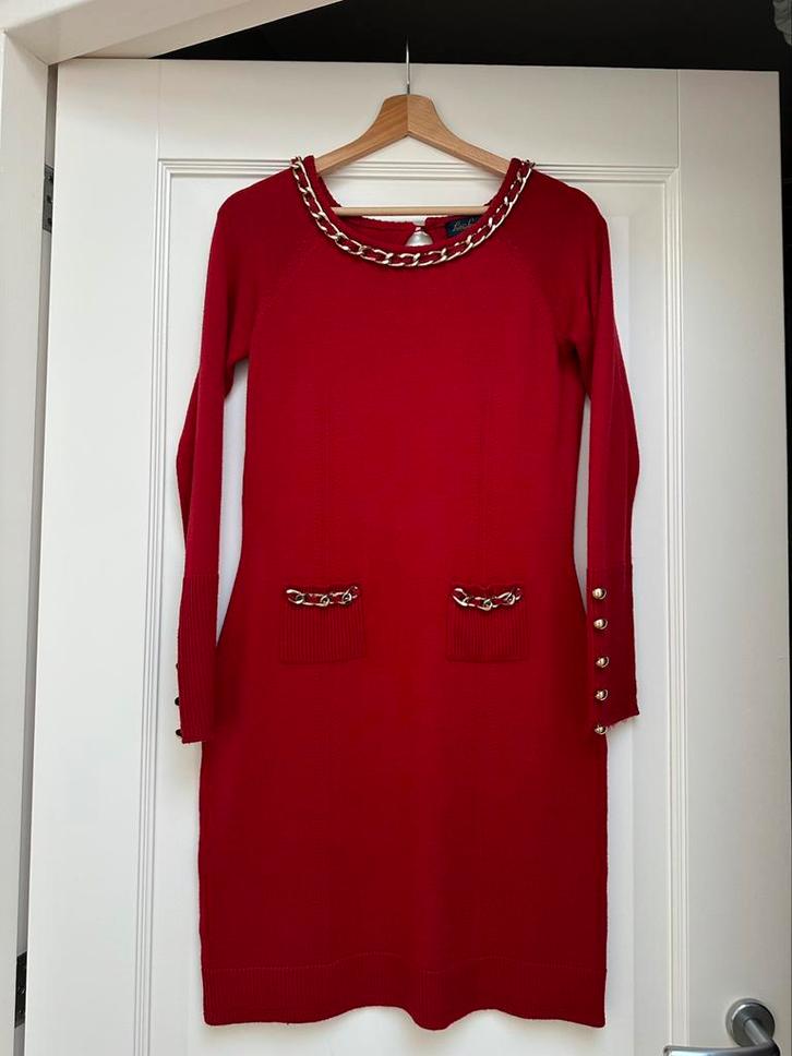 Luisa Spagnoli Rode Jurk – 100% Wol – Maat S, Kleding | Dames, Jurken, Zo goed als nieuw, Maat 36 (S), Rood, Knielengte, Ophalen of Verzenden