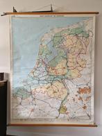 vintage schoolplaat wandkaart van Nederland, Antiek en Kunst, Antiek | Schoolplaten, Ophalen of Verzenden, Aardrijkskunde