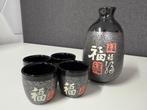 Japanse Sake Set - Fles en 4 Kopjes, Keramiek, Ophalen of Verzenden, Zo goed als nieuw, Overige stijlen