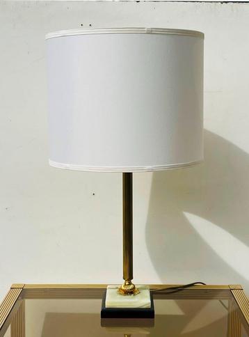 70s Vintage kolom messing & onyx lamp " Hollywood Regency "