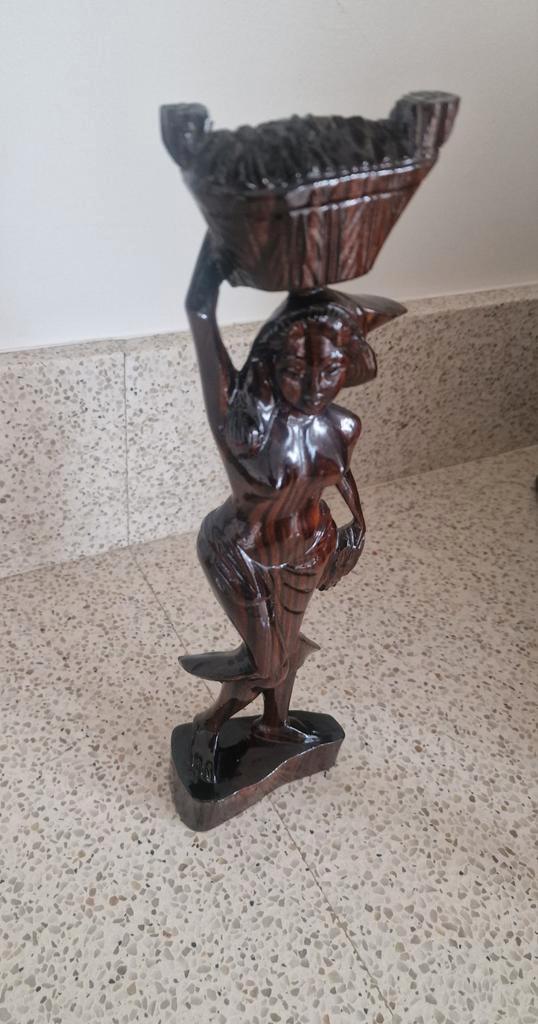 Twee Aziatische houten beeldjes, Antiek en Kunst, Kunst | Beelden en Houtsnijwerken, Ophalen of Verzenden