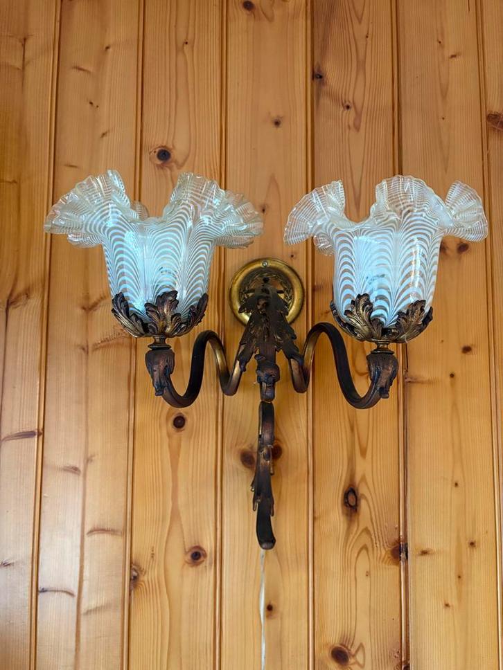 Vintage Wandlamp met Murano Glas, Huis en Inrichting, Lampen | Wandlampen, Gebruikt, Glas, Ophalen