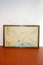Vintage aquarel landschapsschilderij * ingelijst, Ophalen of Verzenden