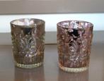 2 decoratieve glaasjes in armeluiszilver - stijl / waxinelic, Ophalen of Verzenden