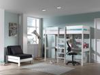 Pino hoogslaper met klein bureau - 90x200 - Wit, Niet ingevuld, Niet ingevuld, Nieuw, Ophalen of Verzenden