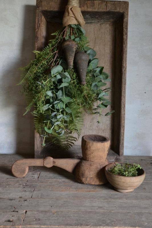 Oude vijzel met handvat / kandelaar, Huis en Inrichting, Woonaccessoires | Overige, Ophalen of Verzenden