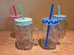 Glazen Bekers met Rietje - Set van 4, Ophalen of Verzenden, Zo goed als nieuw
