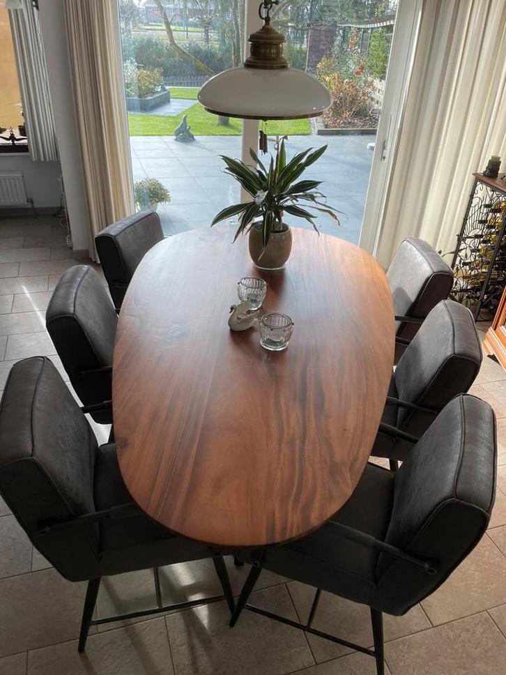 Mooie eetkamertafel met 6 stoelen en bon, Huis en Inrichting, Complete eetkamers, Zo goed als nieuw, 6 tot 8 stoelen, Ophalen